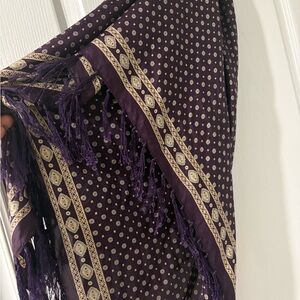 Roots Purple & Cream Silk Scarf (Large)